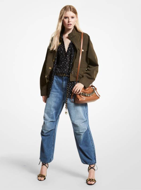 Damske Bundy Michael Kors Cotton Canvas Anorak Tmavo Zelene - Oblecenie Michael Kors Obchod | RQEXO-3759